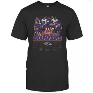 Baltimore Ravens Football 2019 Afc North Division Champions Signatures T-Shirt
